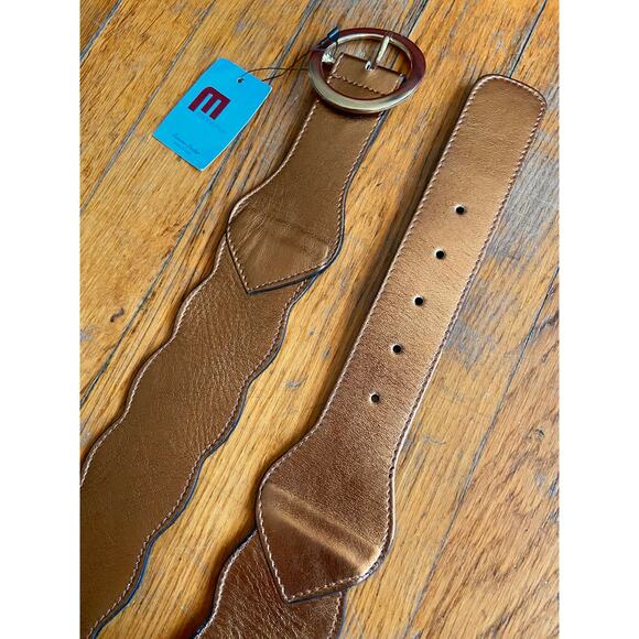 MARTINA MORI Metallic Bronze Leather Waist Belt sz OS (NWT) - Picture 5 of 12